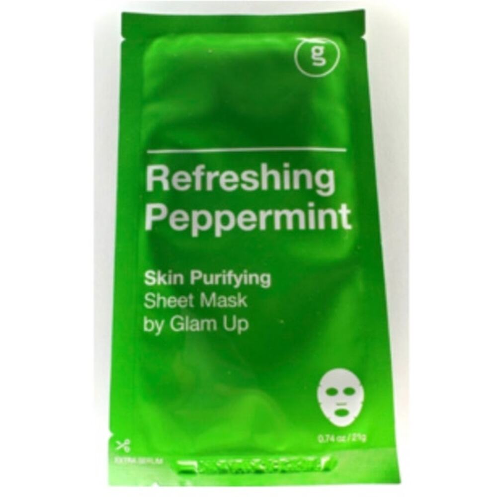 Glam Up Refreshing Peppermint Skin Purifying Sheet Mask,  0.74 oz 21 g NEW